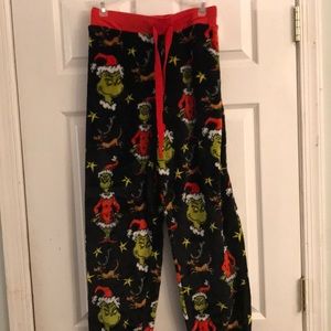 Fleece Grinch and his dog Max pajama pants